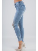 Pantaloni denim cu crapaturi la genunchi 27151 - Magazin online - Boutique